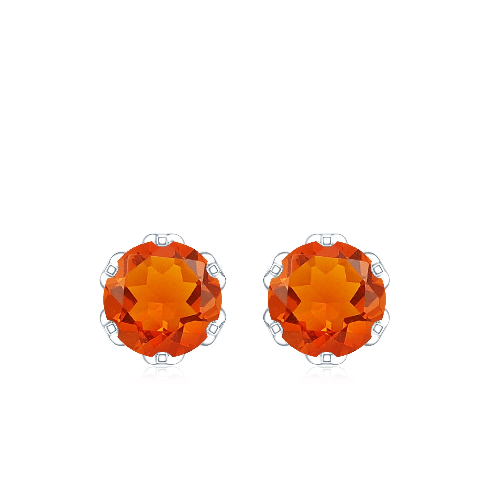 Certified Natural Fire Opal Stud Earrings with Screw Back