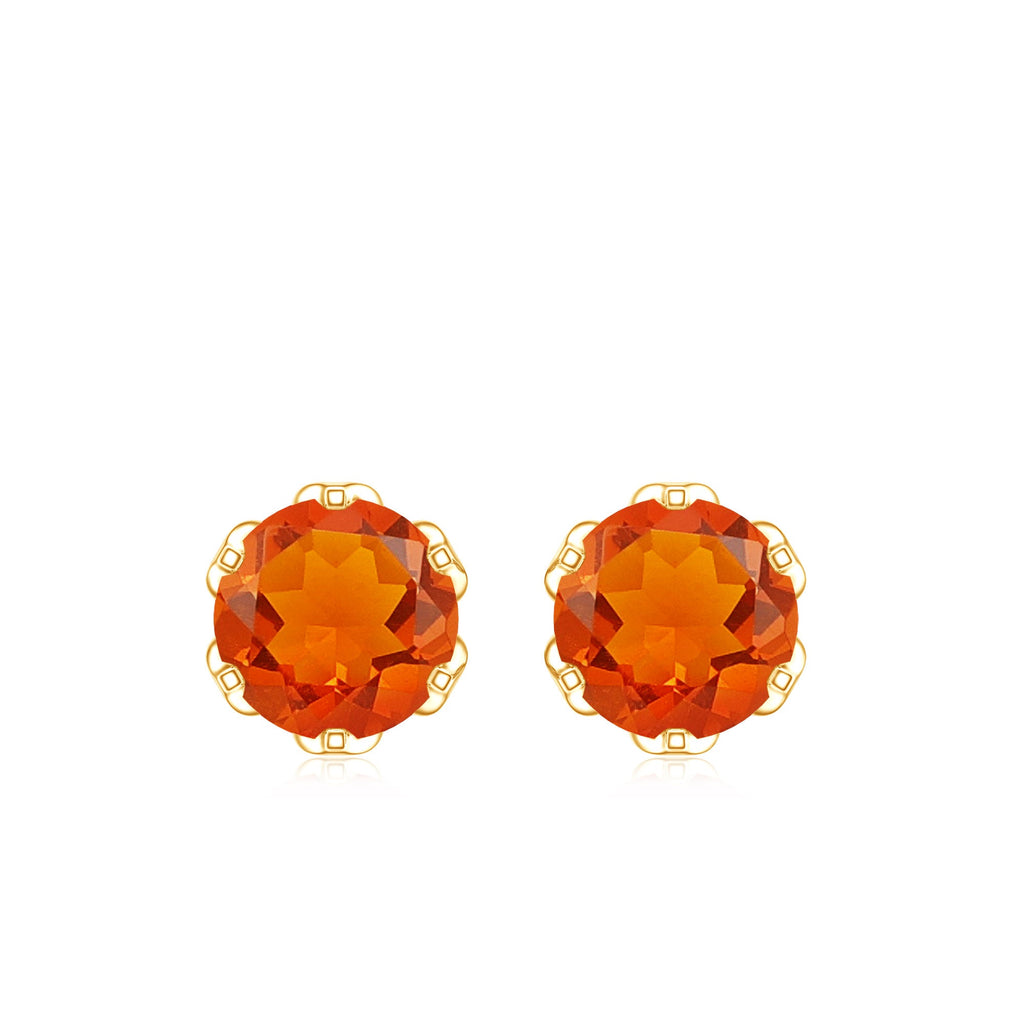 Certified Natural Fire Opal Stud Earrings with Screw Back
