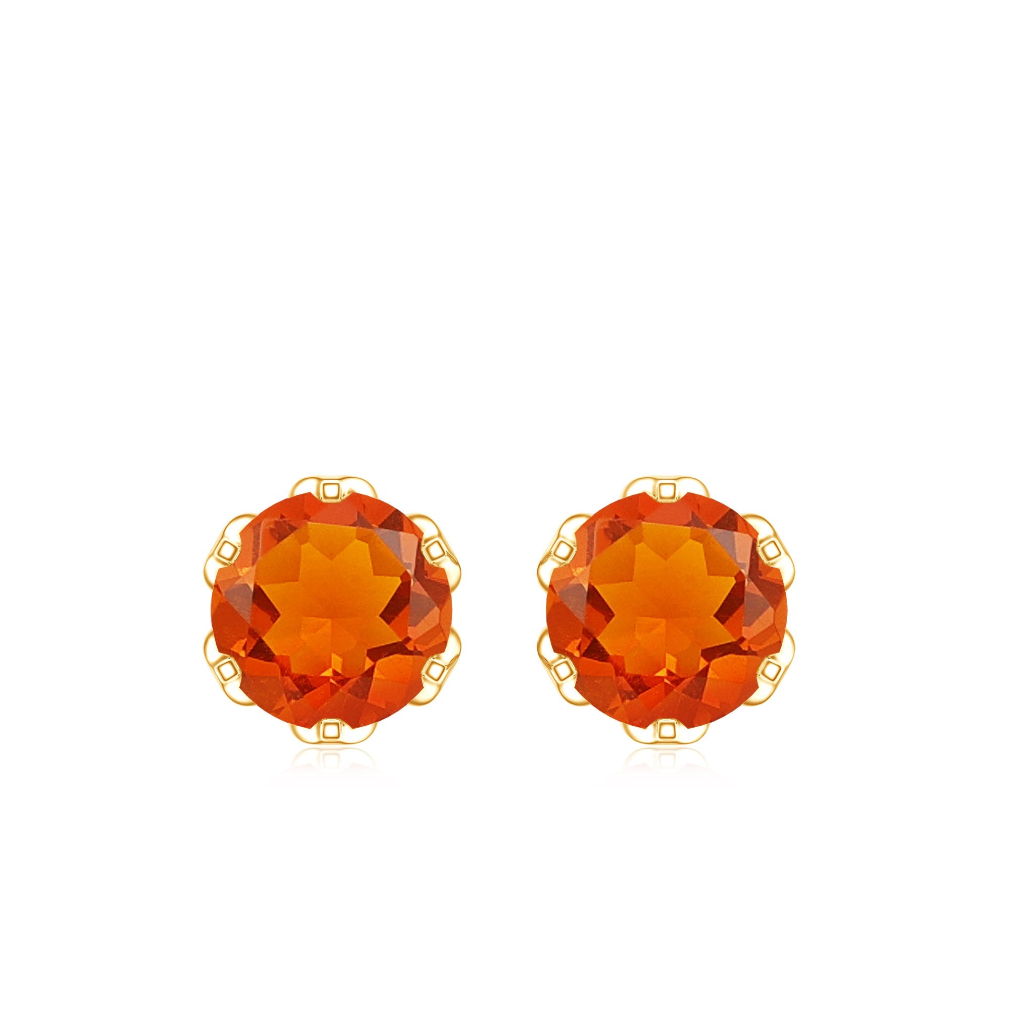Certified Natural Fire Opal Stud Earrings with Screw Back