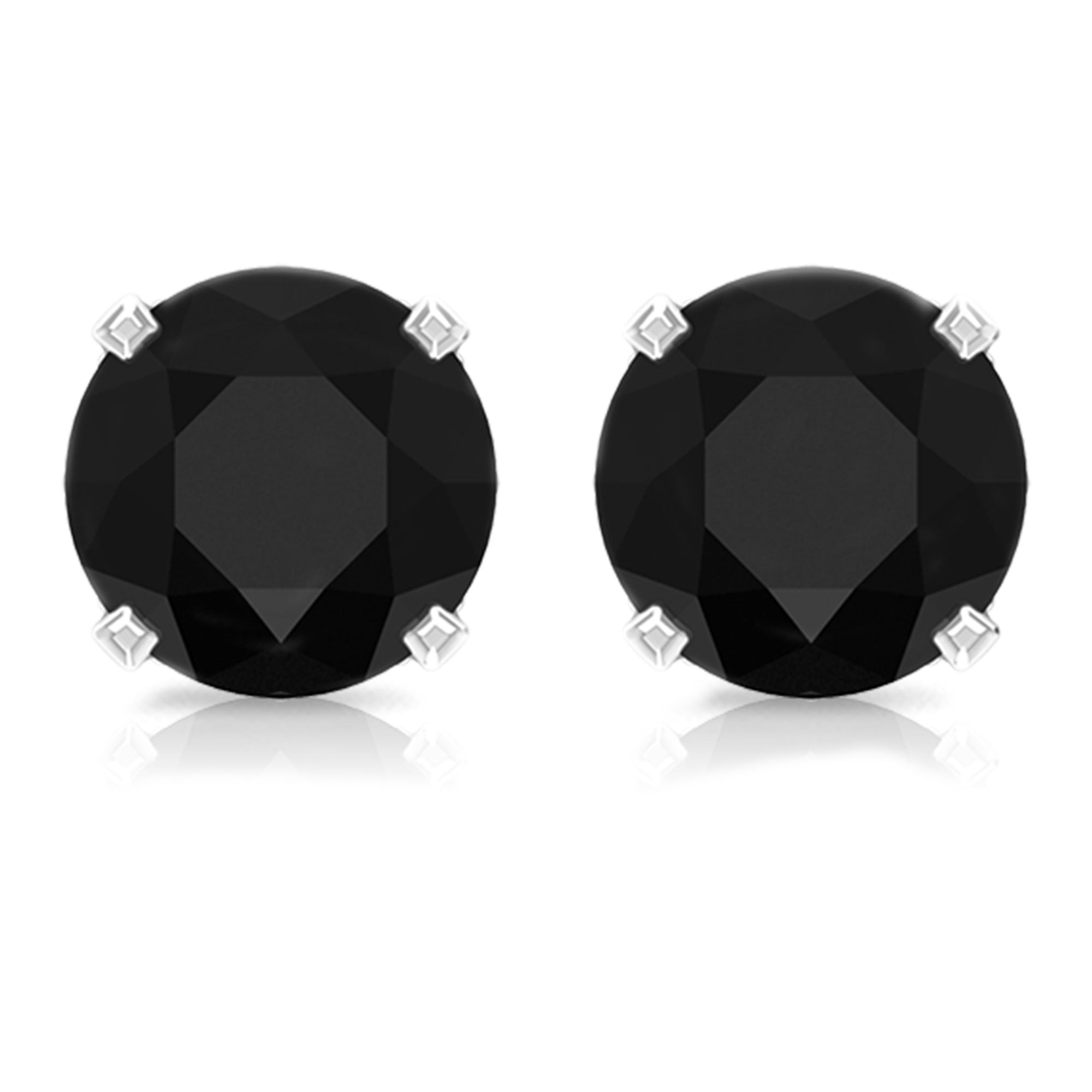 Genuine Black Onyx Diamond Stud Earrings with Certificate