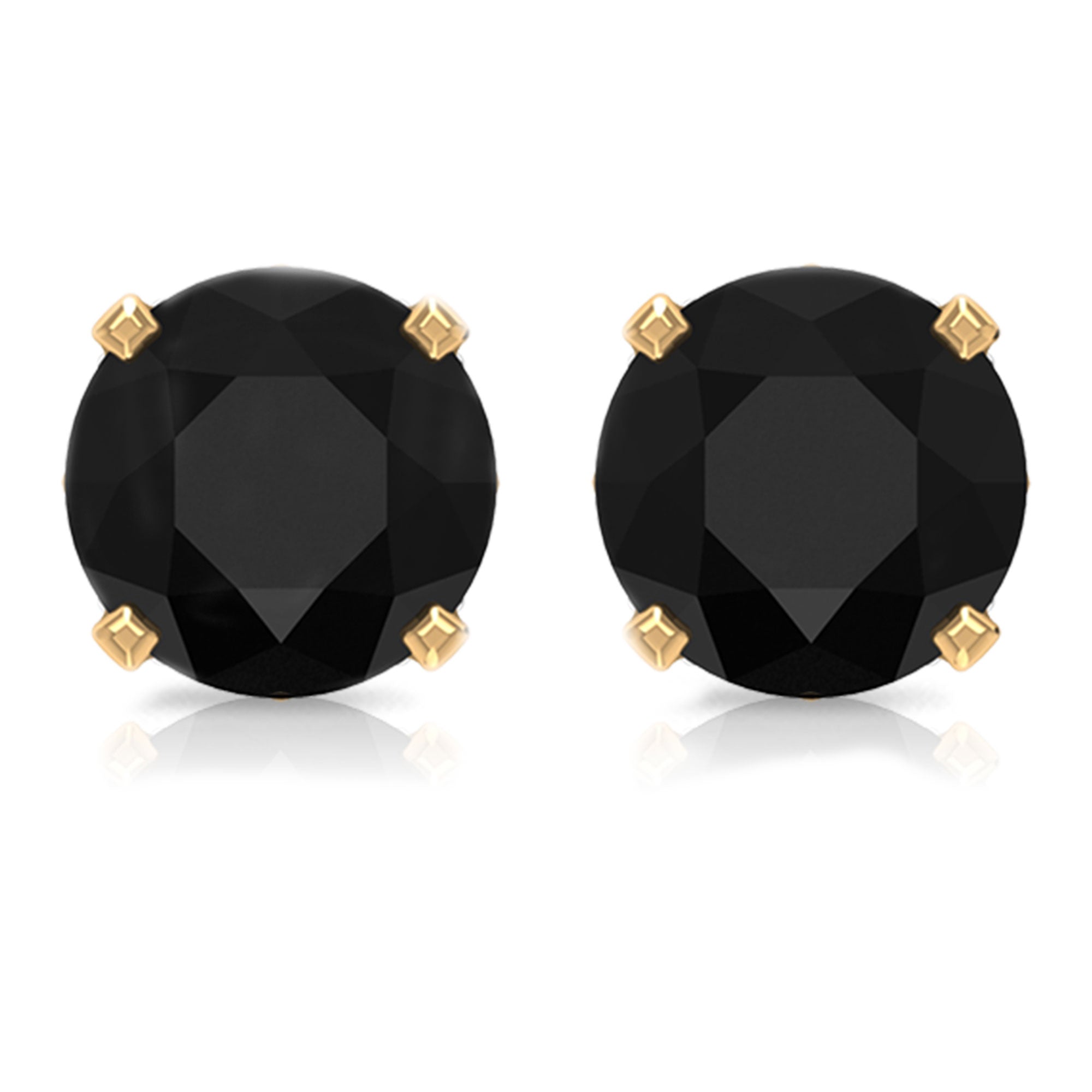 Genuine Black Onyx Diamond Stud Earrings with Certificate