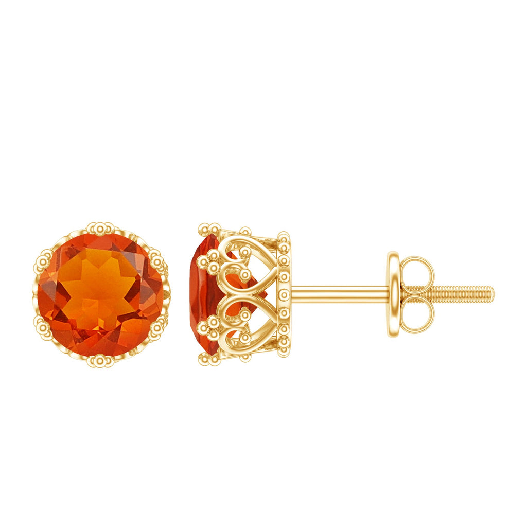 1.5 Carat Fire Opal Solitaire Crown Stud Earrings
