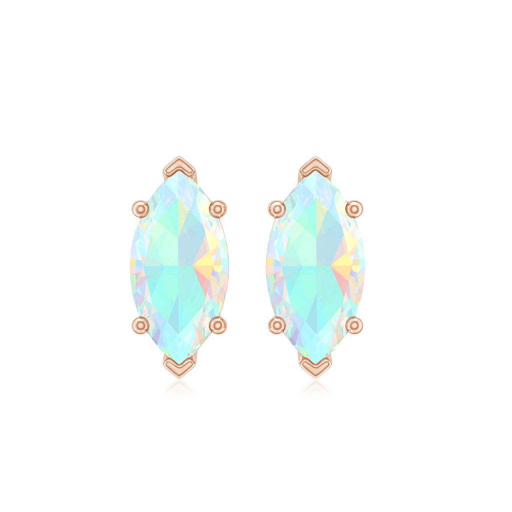 Certified Real Marquise Ethiopian Opal Earrings with Screw Back