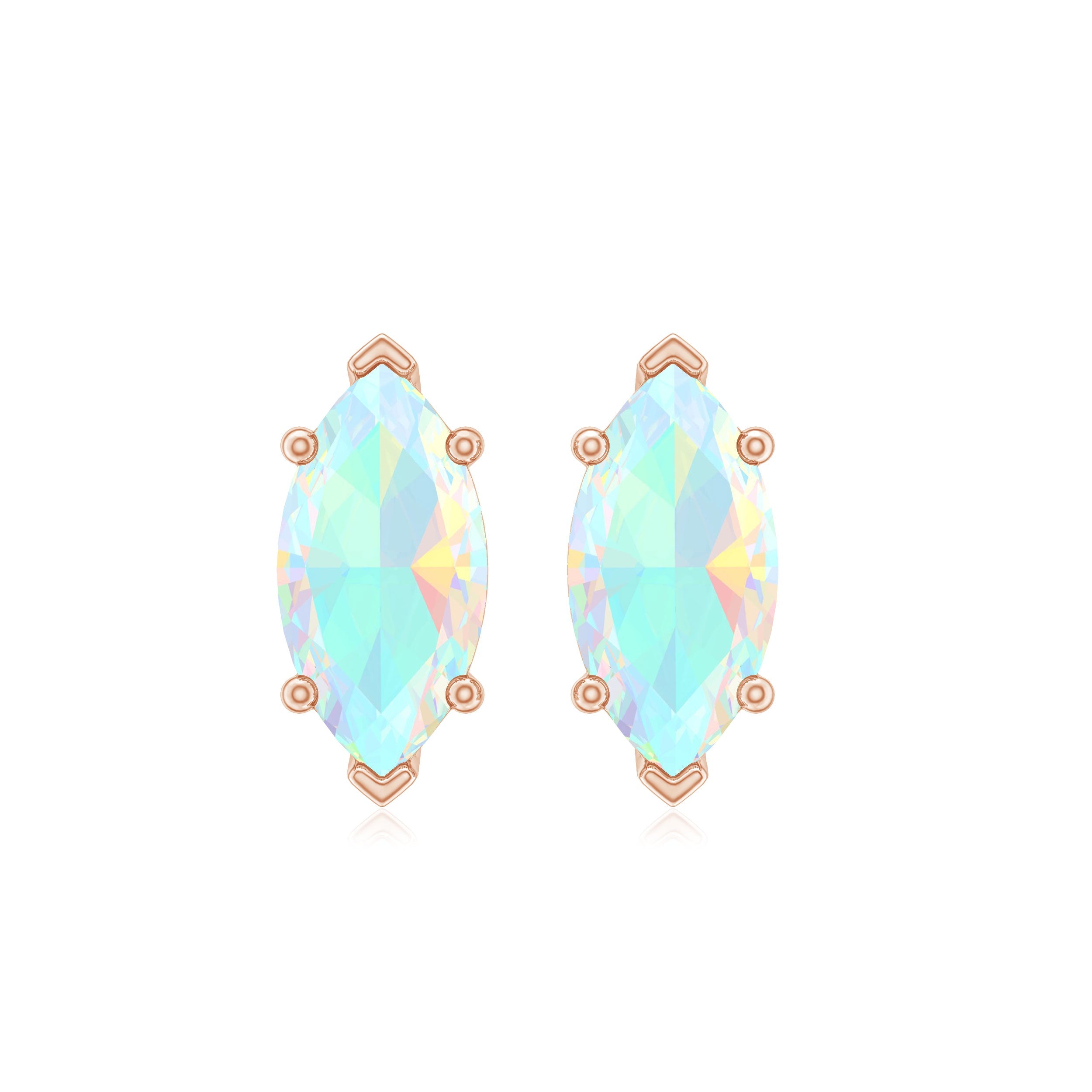 Certified Real Marquise Ethiopian Opal Earrings with Screw Back