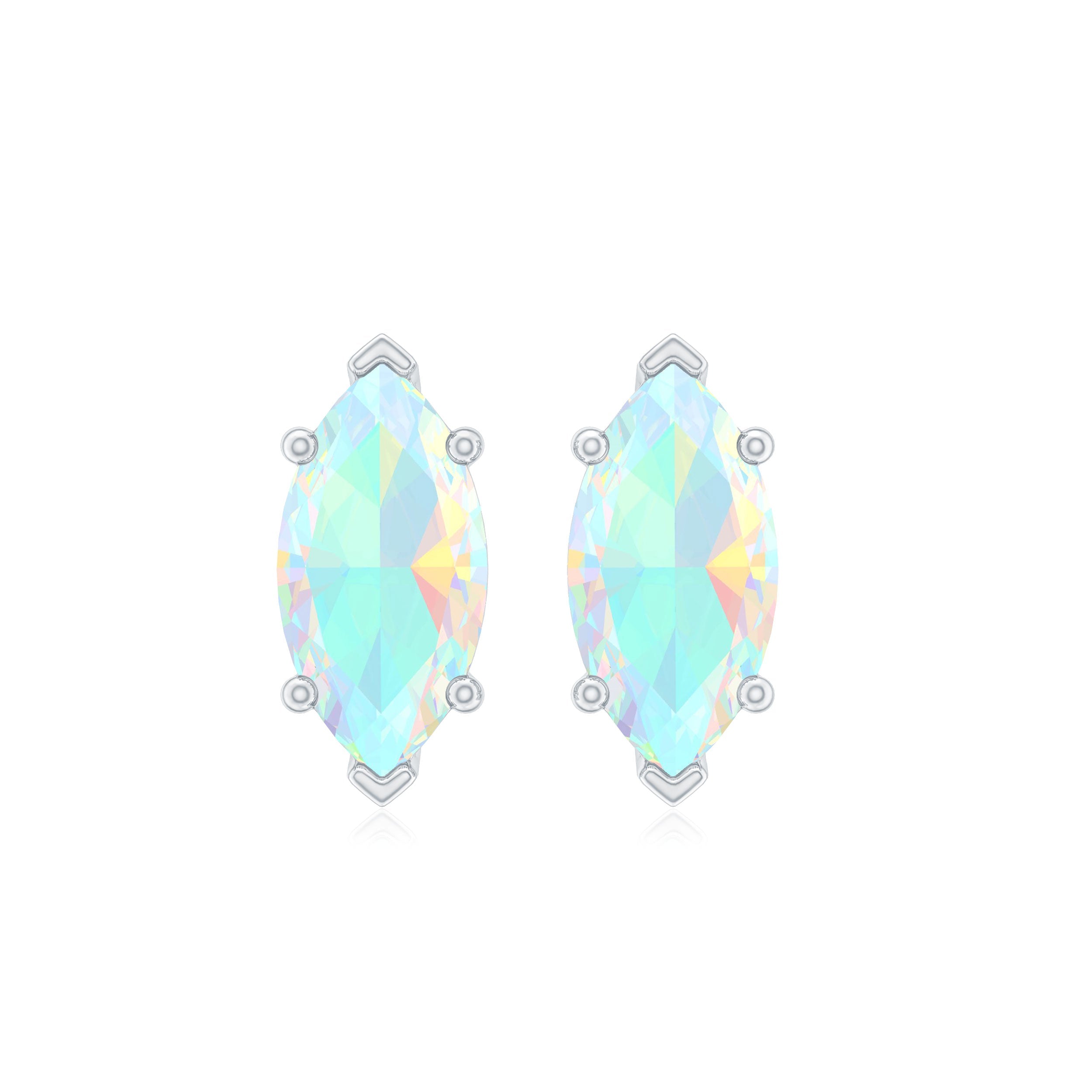Certified Real Marquise Ethiopian Opal Earrings with Screw Back