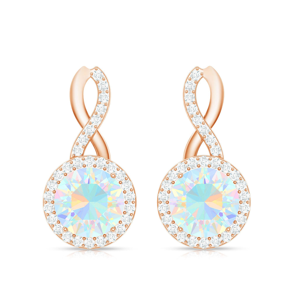 1 Carat Ethiopian Opal and Diamond Infinity Stud Earrings