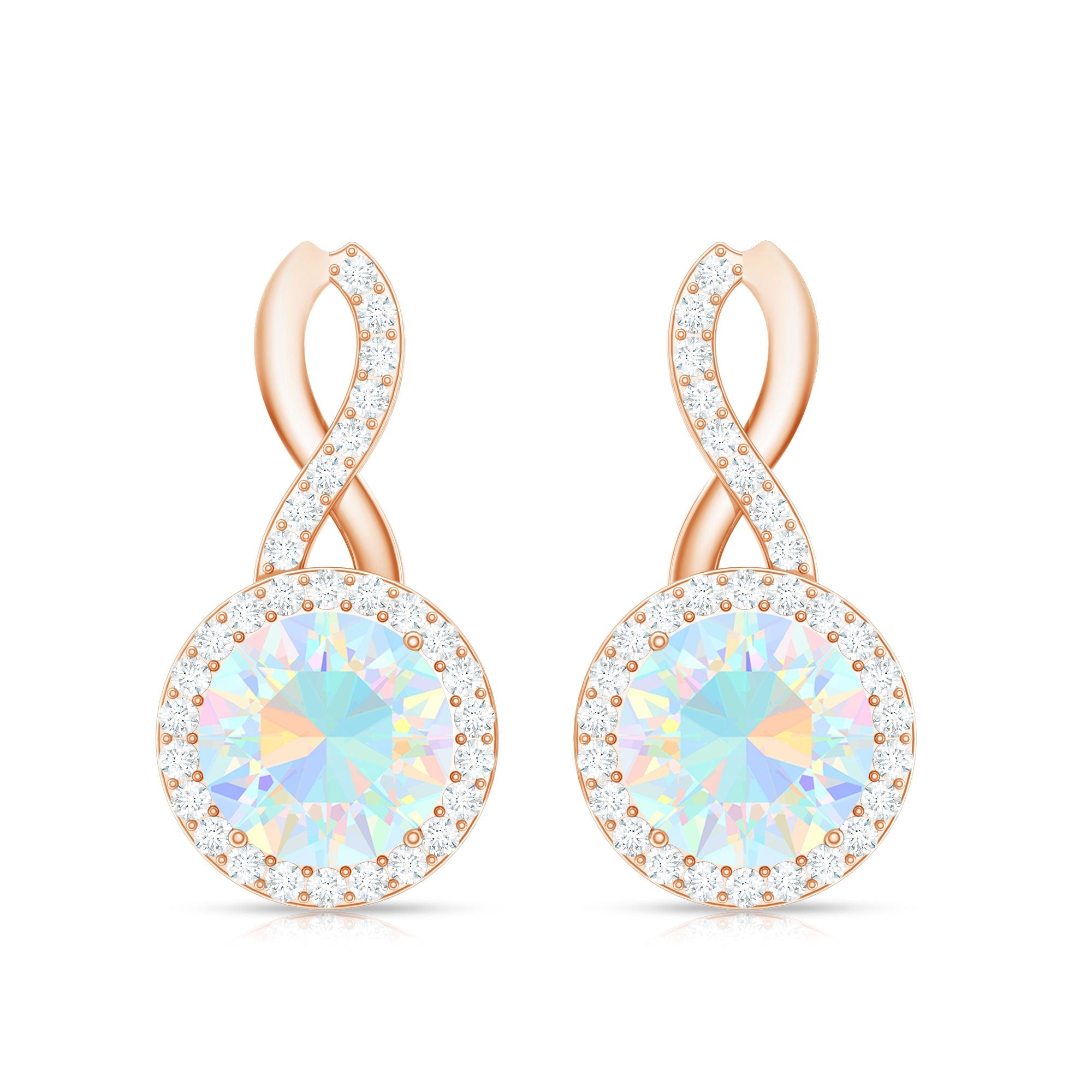 1 Carat Ethiopian Opal and Diamond Infinity Stud Earrings