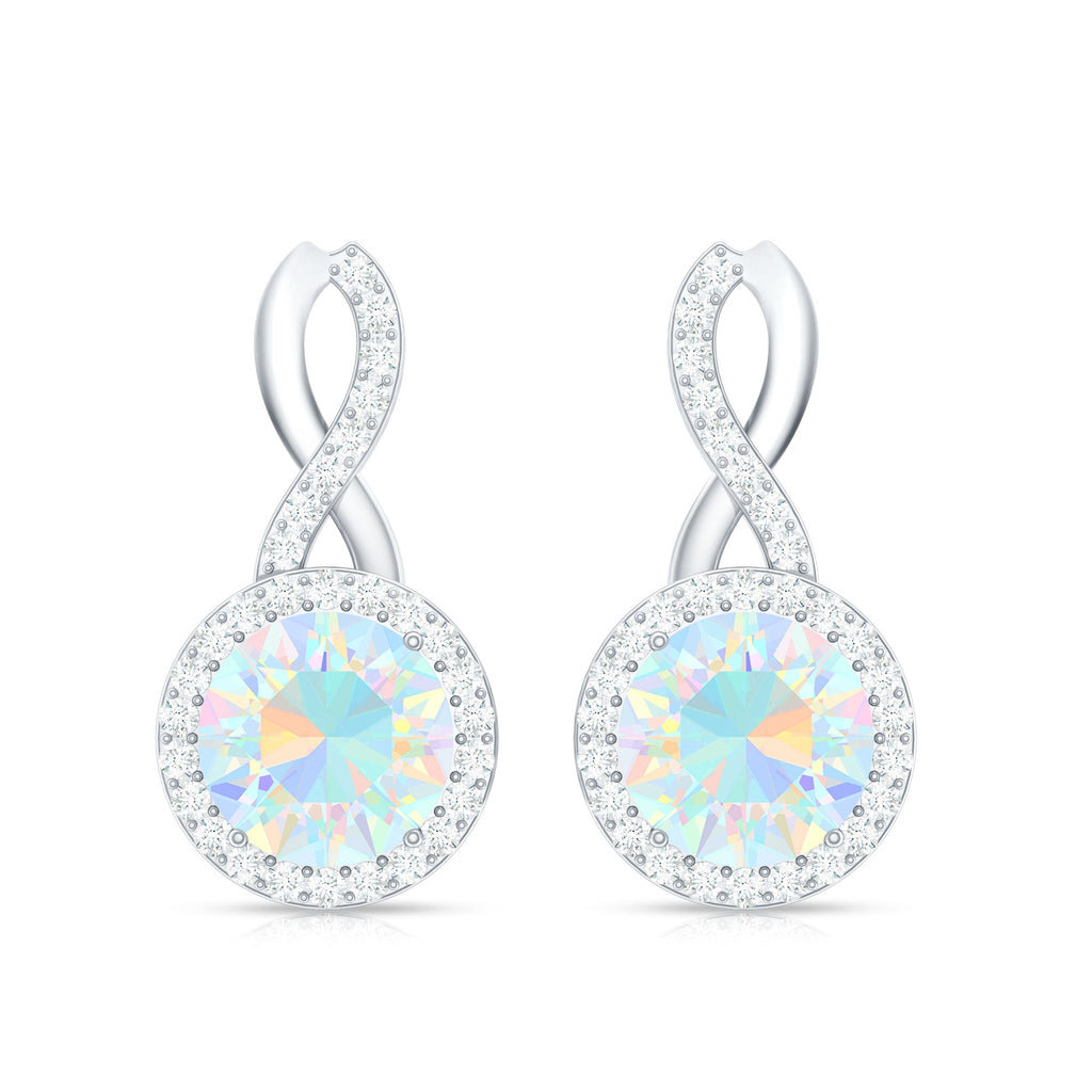 1 Carat Ethiopian Opal and Diamond Infinity Stud Earrings