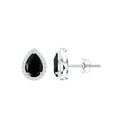 2 Carat Pear Cut Black Onyx and Diamond Halo Stud Earrings