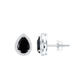 Lab Created Black Diamond Teardrop Stud Earrings with Diamond Halo