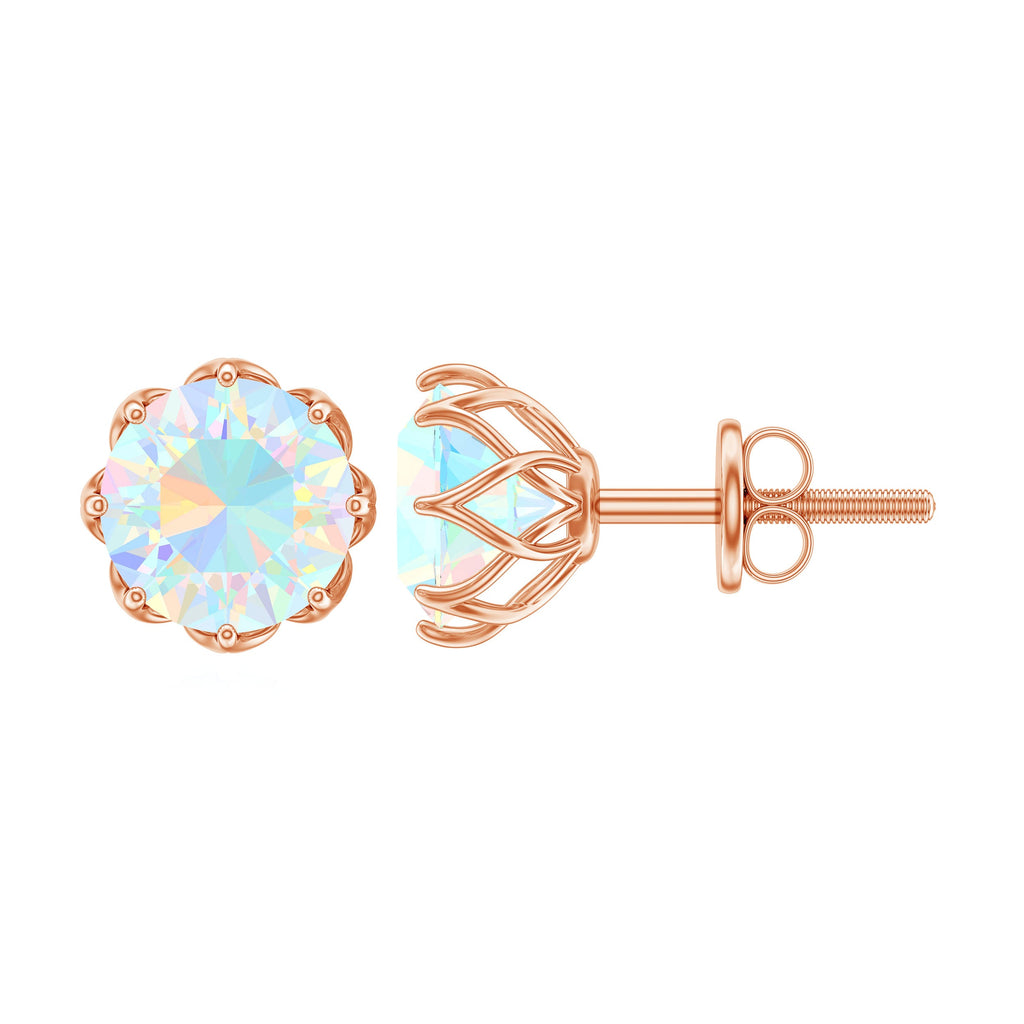 1.6 Carat Decorative Ethiopian Opal Solitaire Stud Earrings