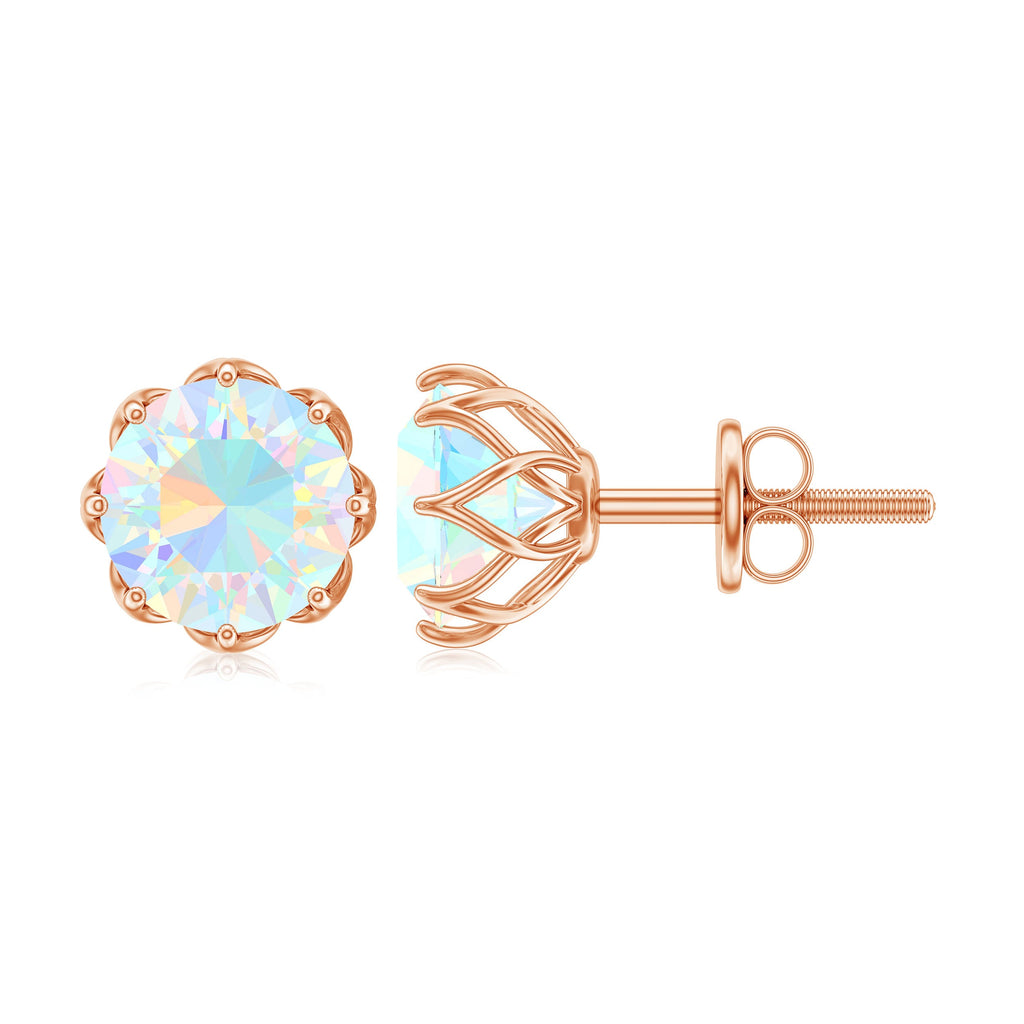 1.6 Carat Decorative Ethiopian Opal Solitaire Stud Earrings
