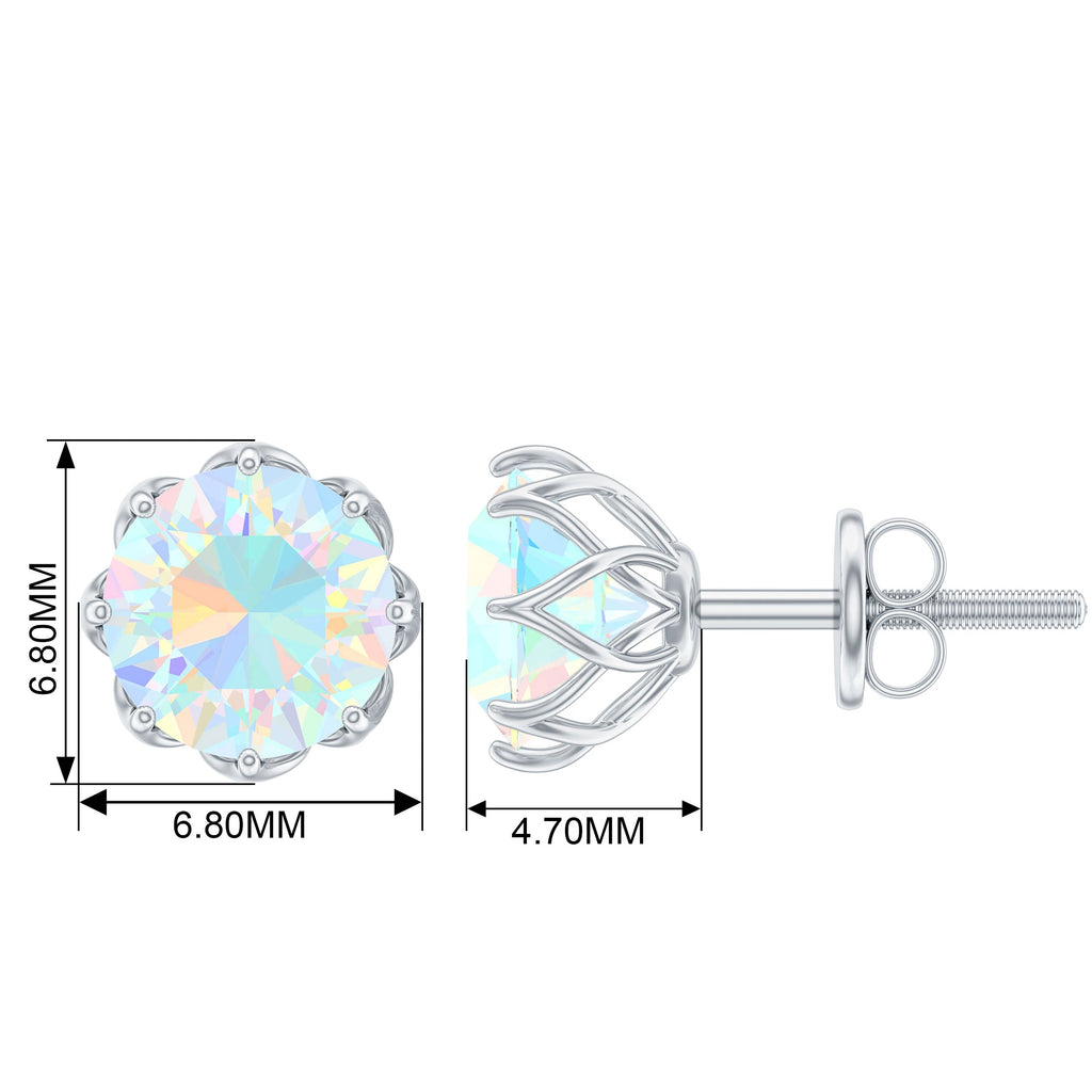 1.6 Carat Decorative Ethiopian Opal Solitaire Stud Earrings