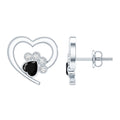 Heart Shape Black Spinel Paw Stud Earrings with Moissanite