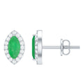 1.6 Carat Marquise Cut Emerald and Diamond Stud Earrings