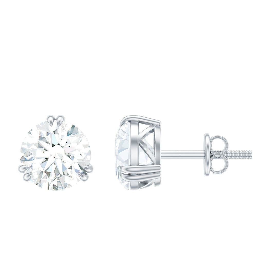 2.73 Carat Round Shape Moissanite Solitaire Stud Earrings