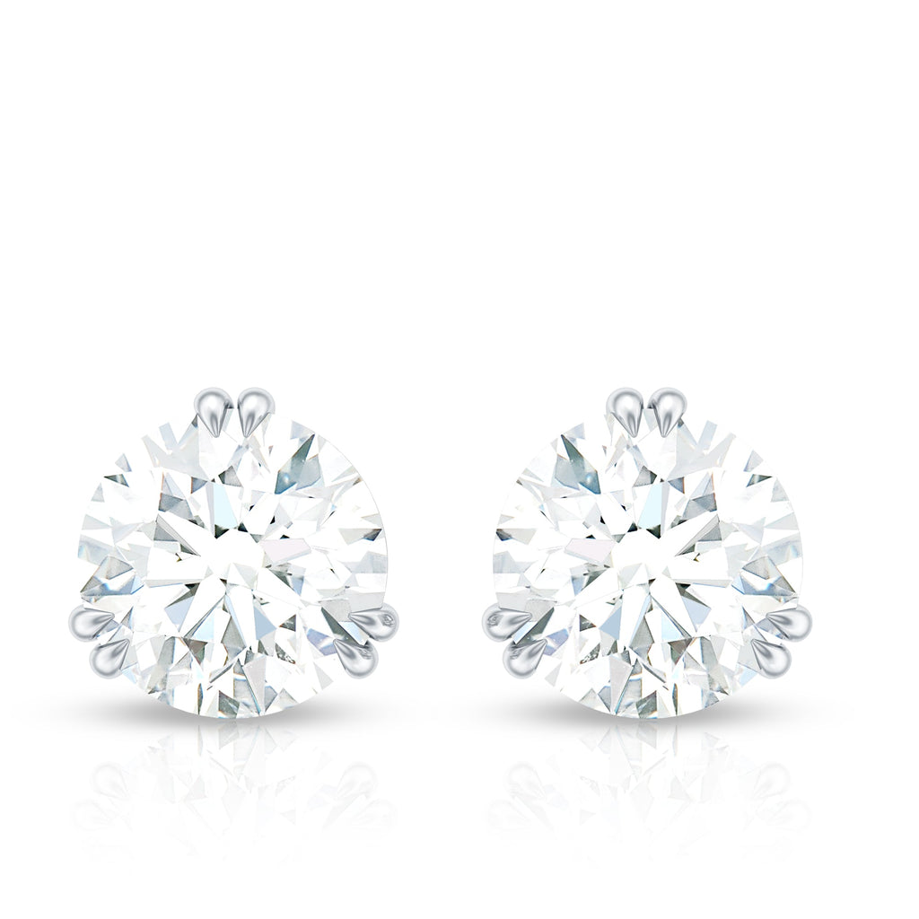 2.73 Carat Round Shape Moissanite Solitaire Stud Earrings