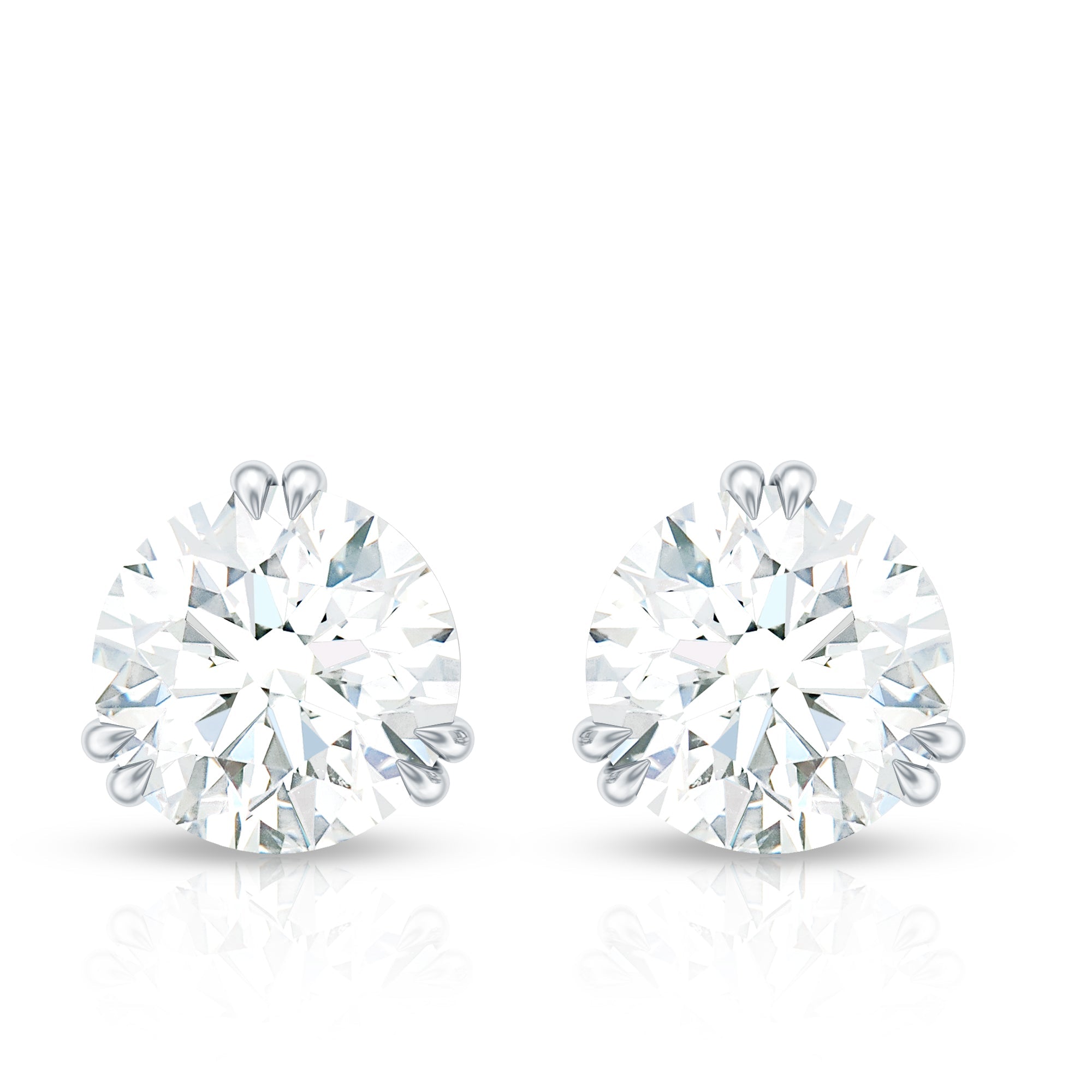 2.73 Carat Round Shape Moissanite Solitaire Stud Earrings