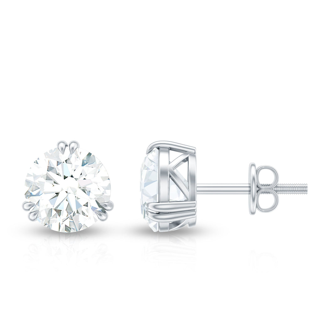 2.73 Carat Round Shape Moissanite Solitaire Stud Earrings