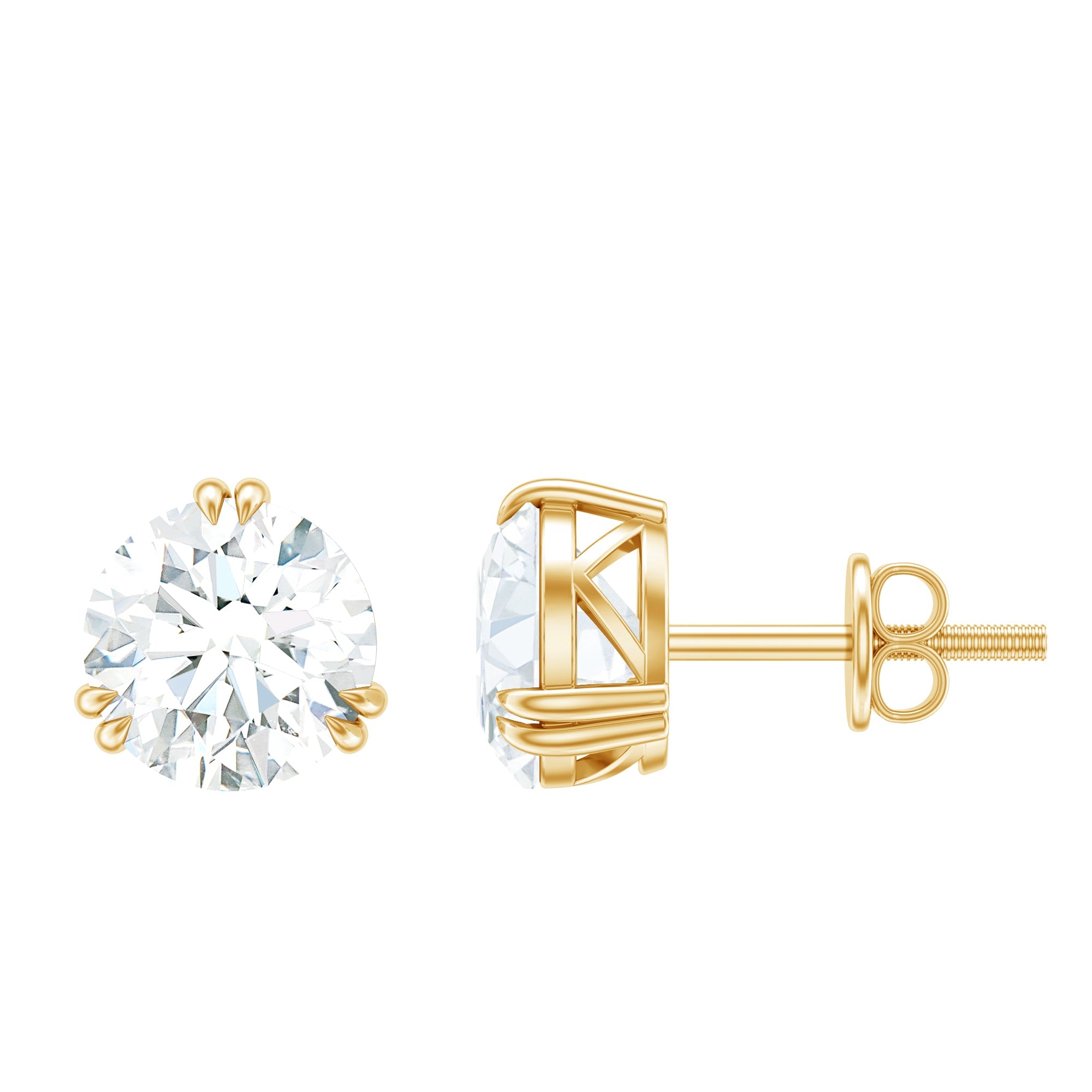 2.73 Carat Round Shape Moissanite Solitaire Stud Earrings