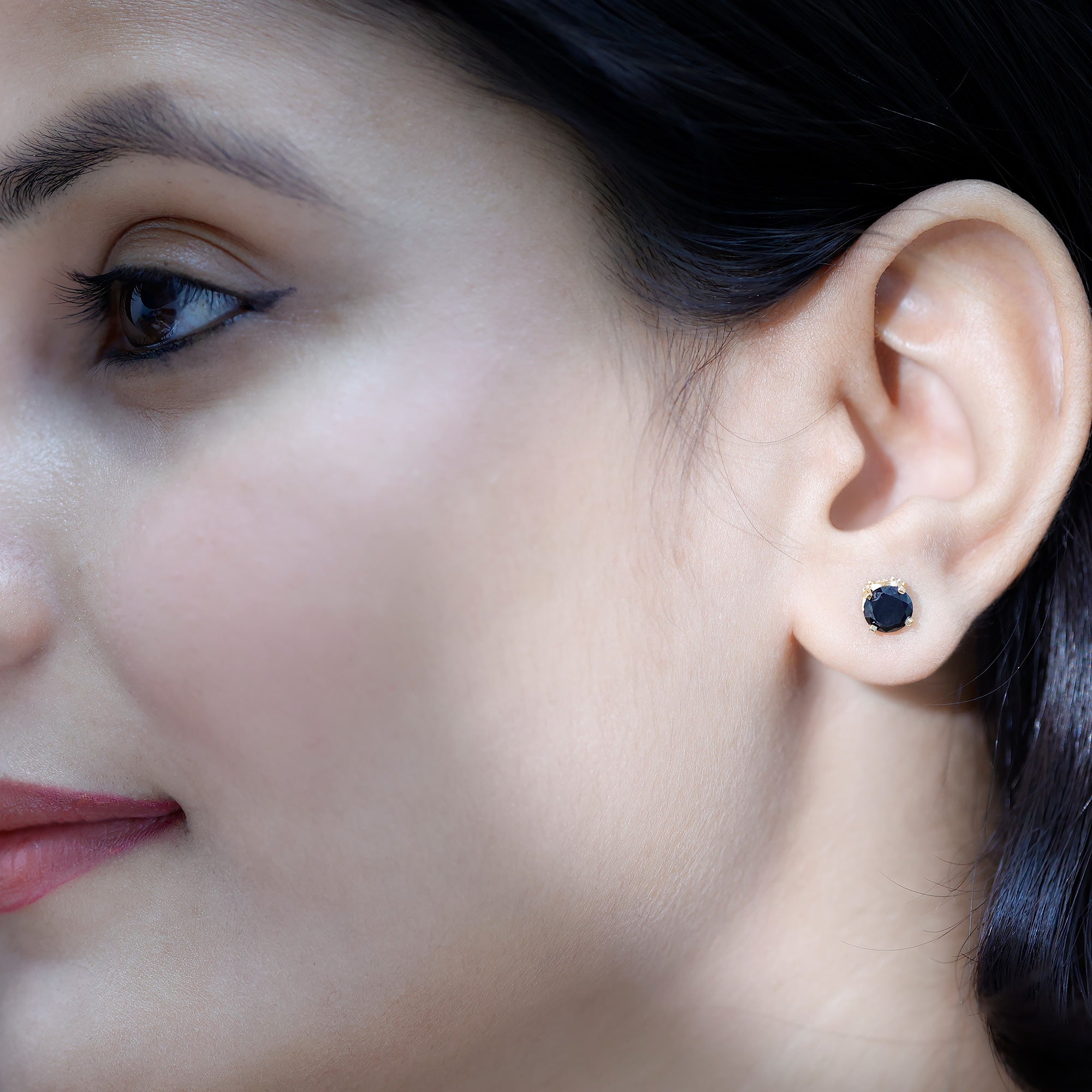 2.6 Carat Lab Created Black Diamond Stud Earrings with White Diamond