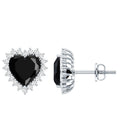 4.8 Carat Lab Created Black and White Diamond Heart Stud Earrings with Halo