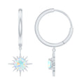 1 Carat Round Shape Ethiopian Opal Sunburst Hoop Earrings