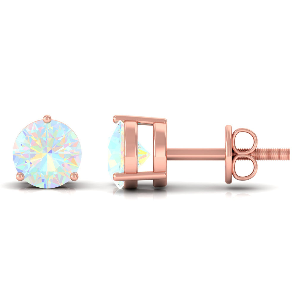 Minimalist Ethiopian Opal Solitaire Stud Earrings
