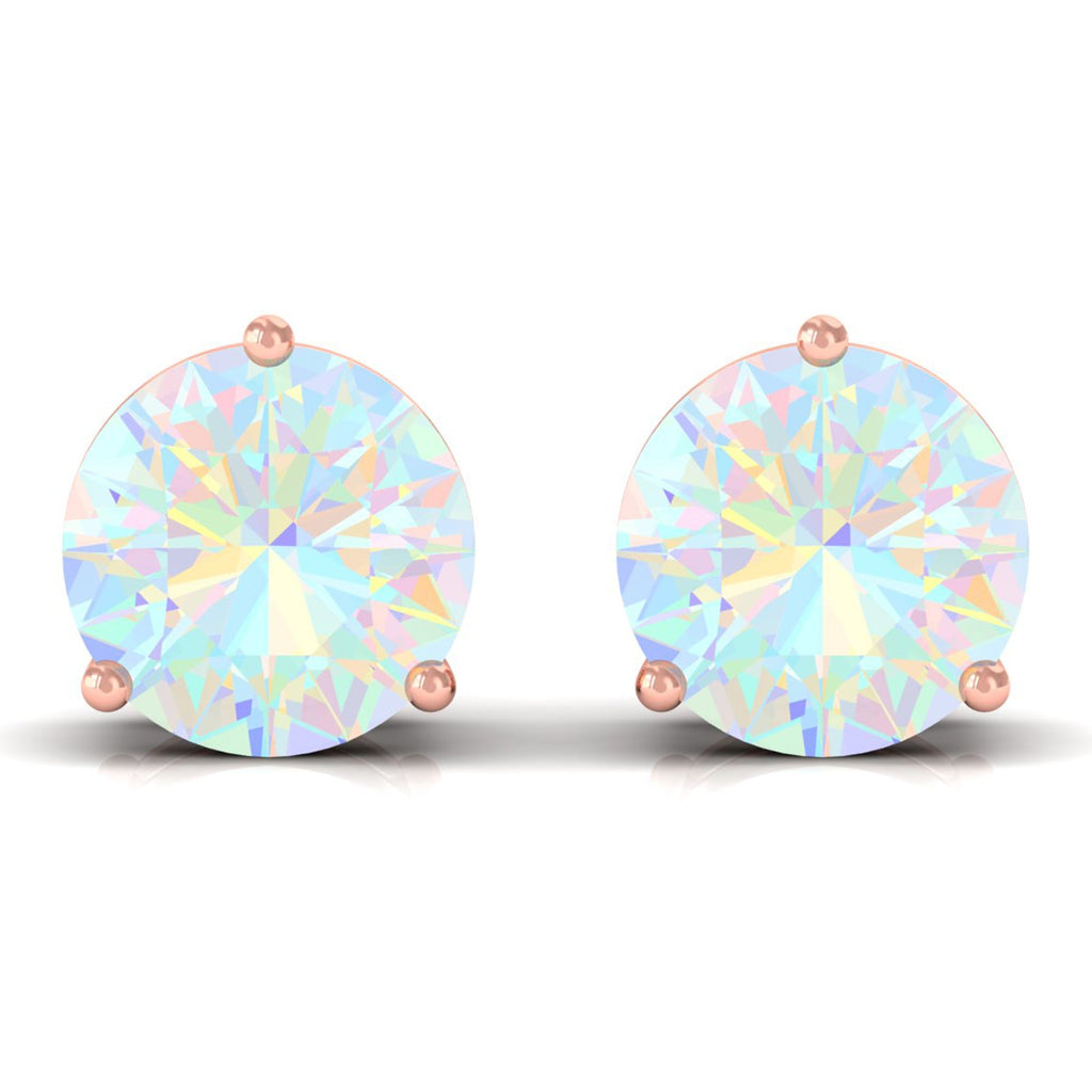 Minimalist Ethiopian Opal Solitaire Stud Earrings