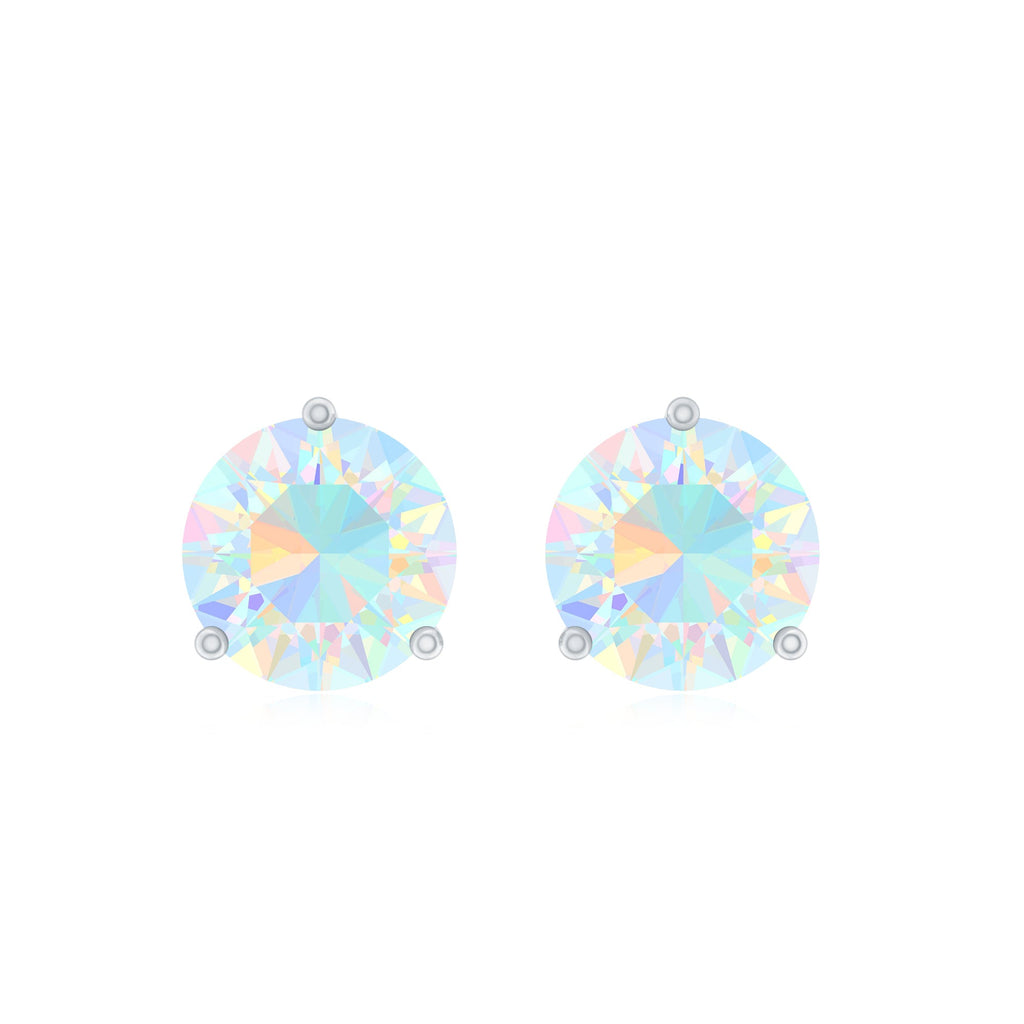 Minimalist Ethiopian Opal Solitaire Stud Earrings
