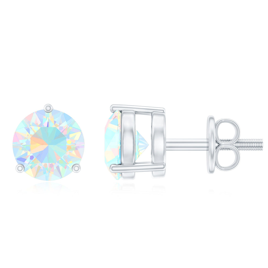 Minimalist Ethiopian Opal Solitaire Stud Earrings