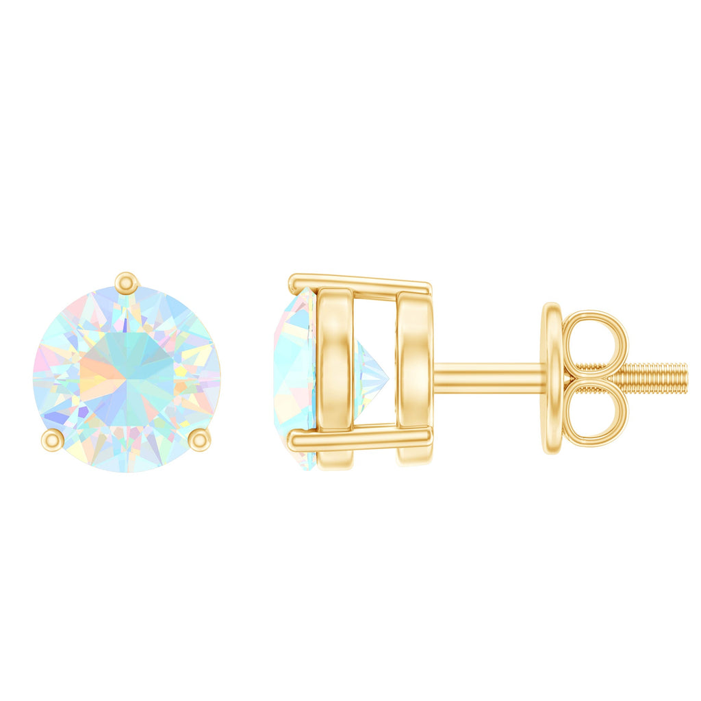 Minimalist Ethiopian Opal Solitaire Stud Earrings