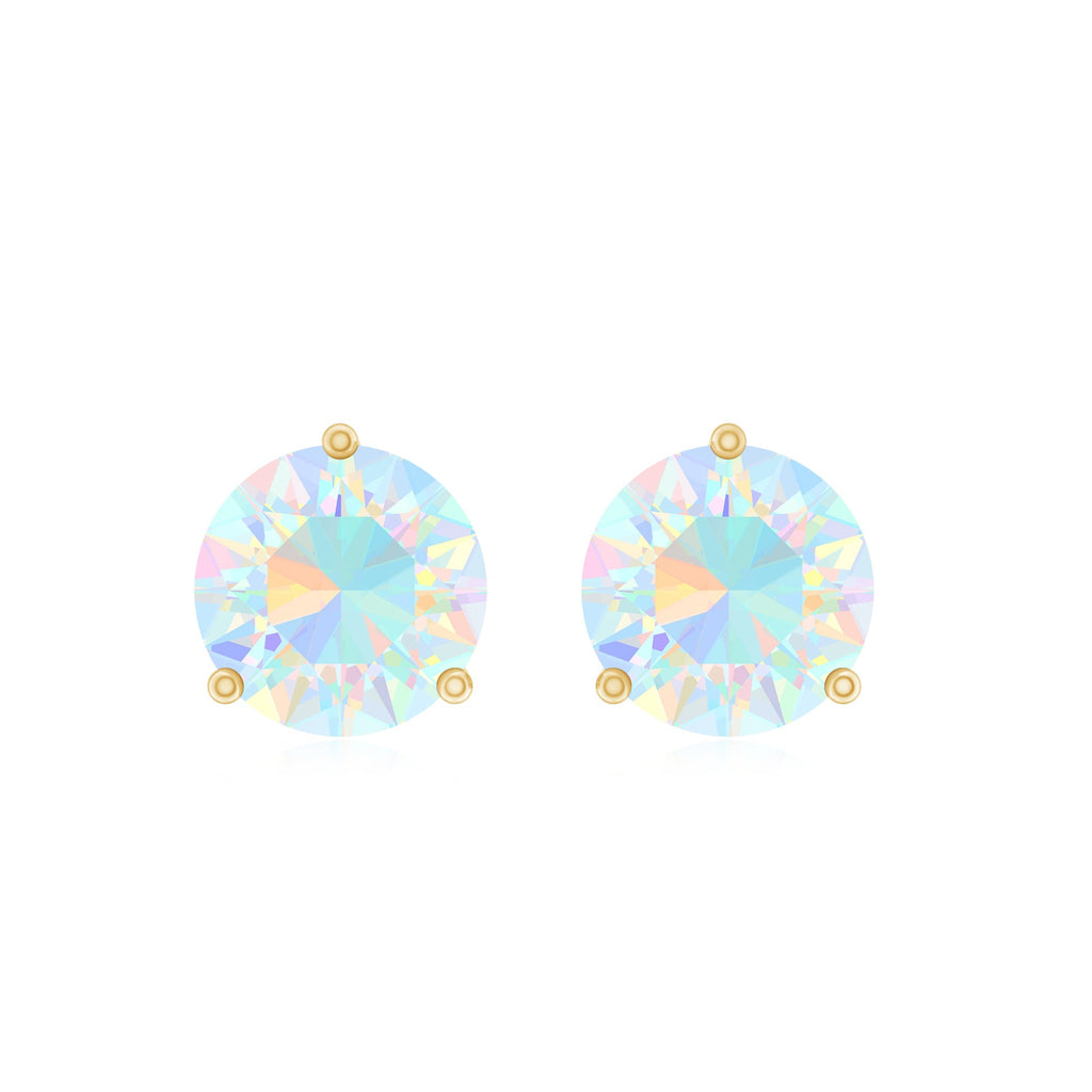 Minimalist Ethiopian Opal Solitaire Stud Earrings