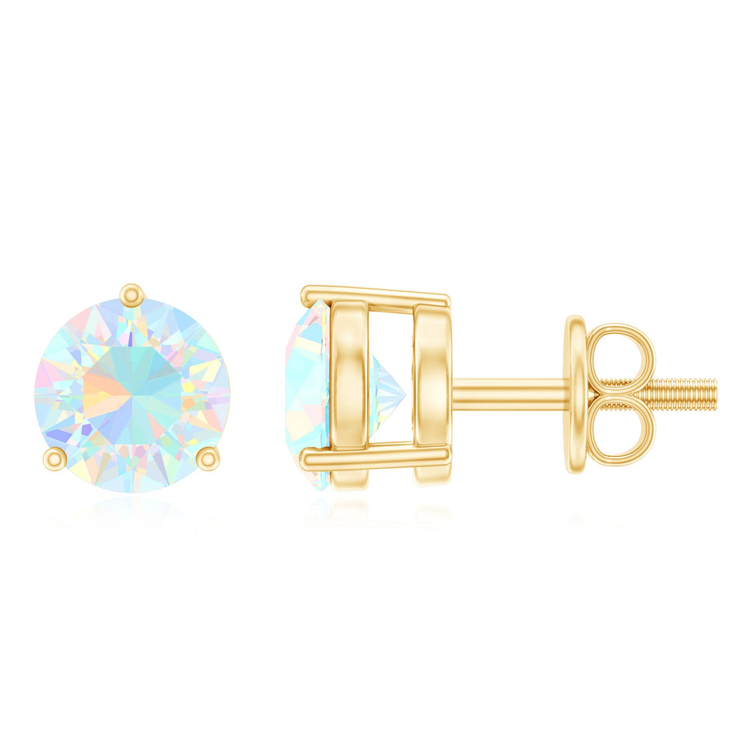 Minimalist Ethiopian Opal Solitaire Stud Earrings