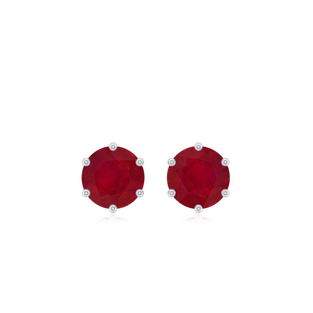 Minimalist Ruby Solitaire Stud Earrings for Women