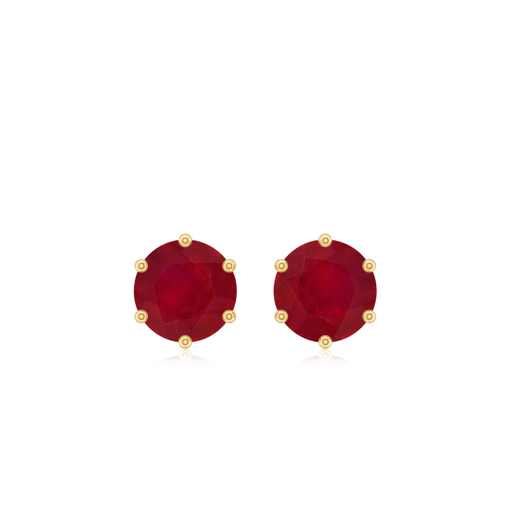 Minimalist Ruby Solitaire Stud Earrings for Women