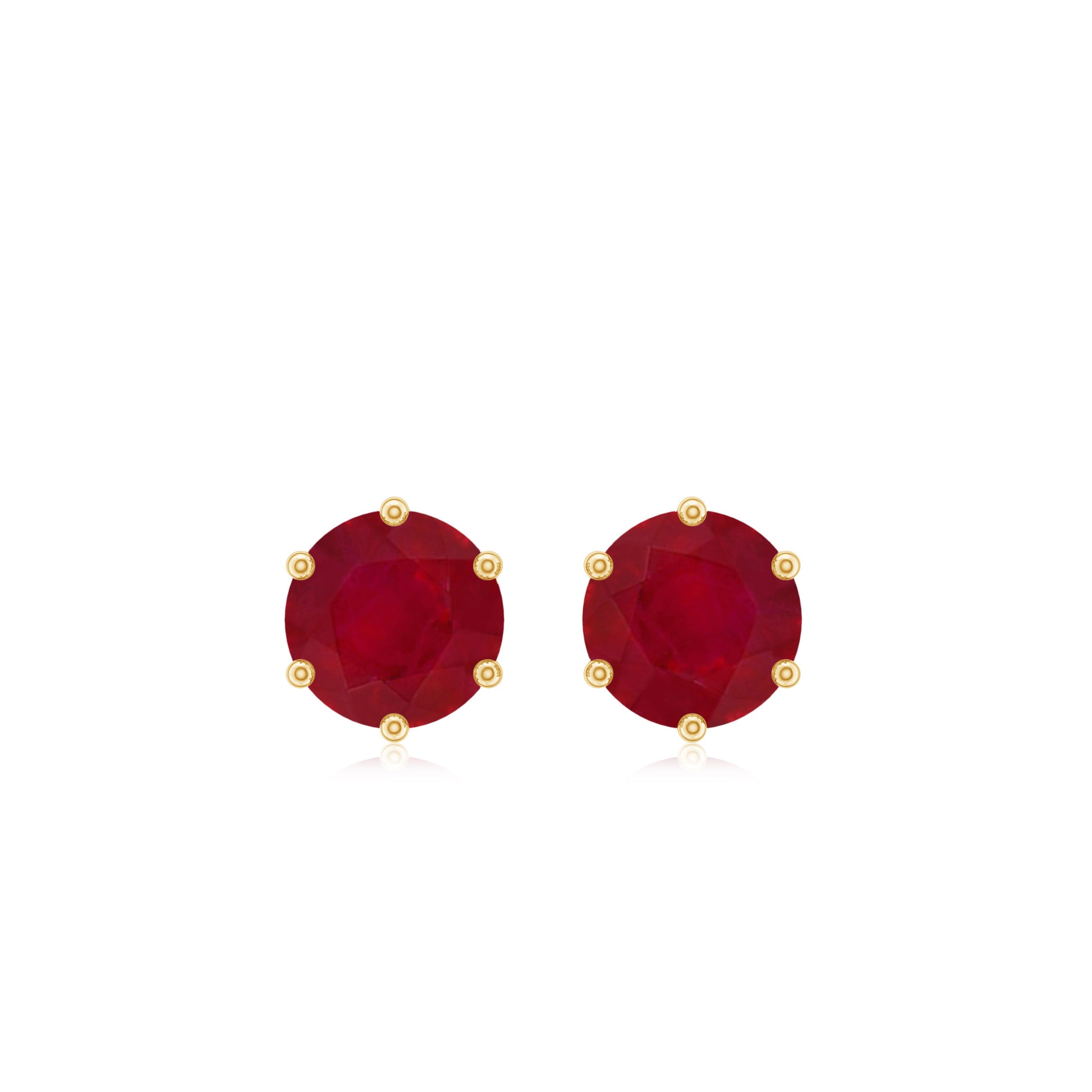 Minimalist Ruby Solitaire Stud Earrings for Women