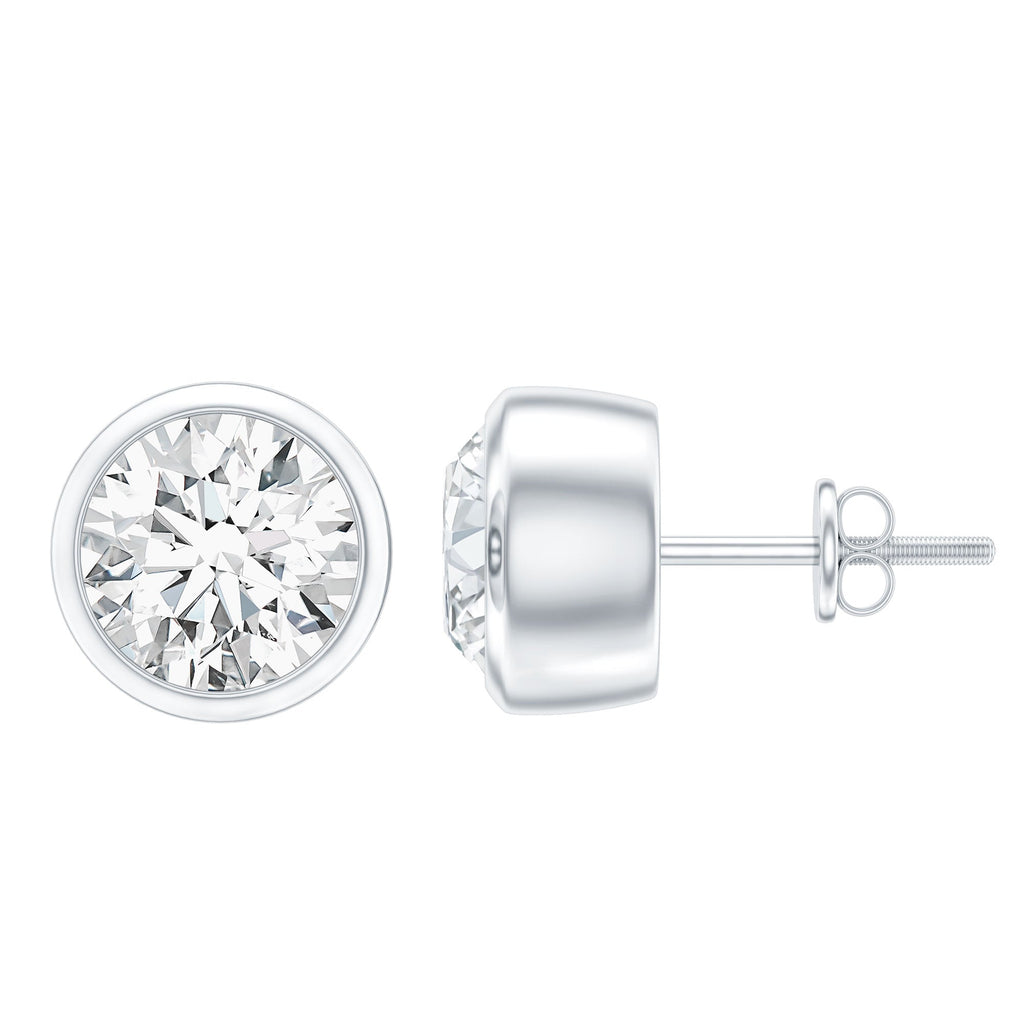 Certified Moissanite Solitaire Stud Earrings in Bezel Setting