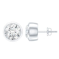 Certified Moissanite Solitaire Stud Earrings in Bezel Setting