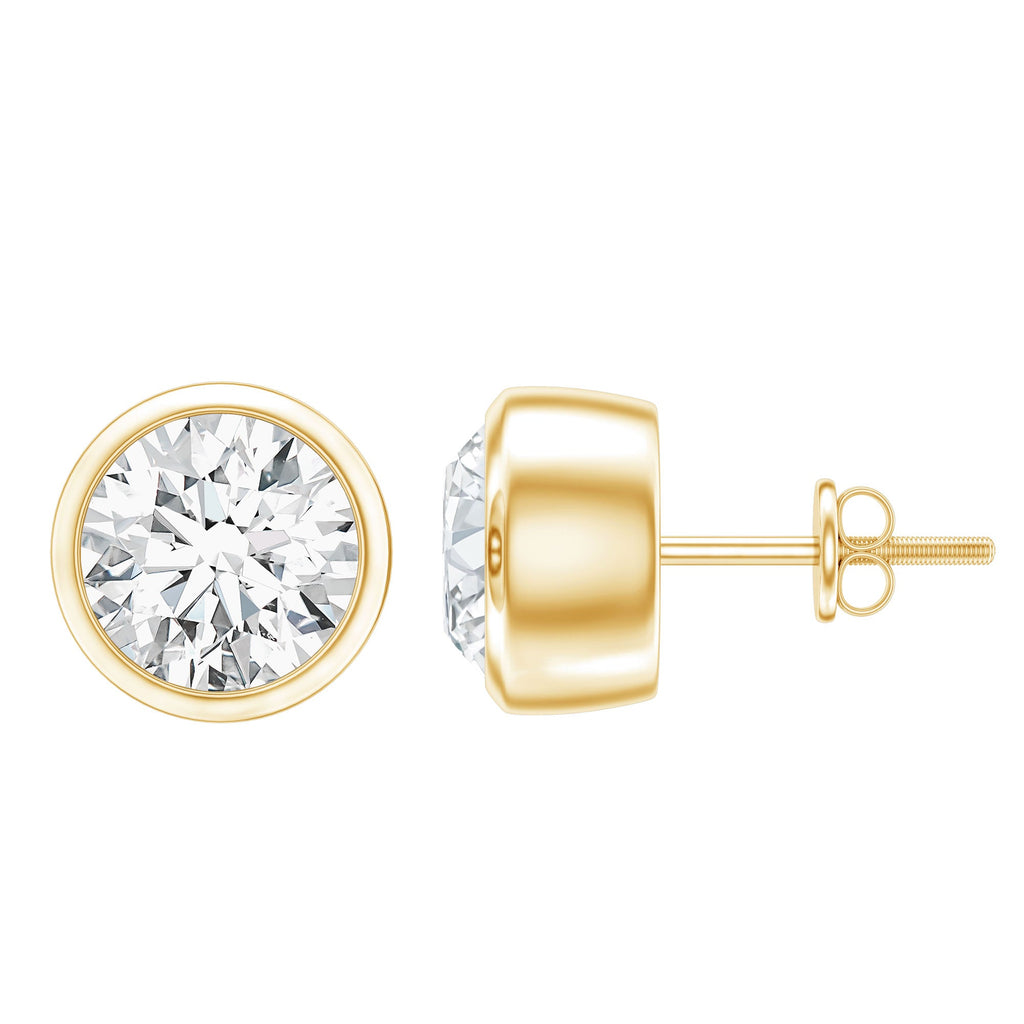 Certified Moissanite Solitaire Stud Earrings in Bezel Setting