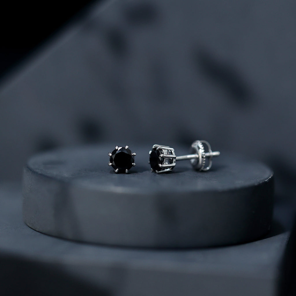 Solitaire 1.6 Carat Lab Created Black Diamond Stud Earrings