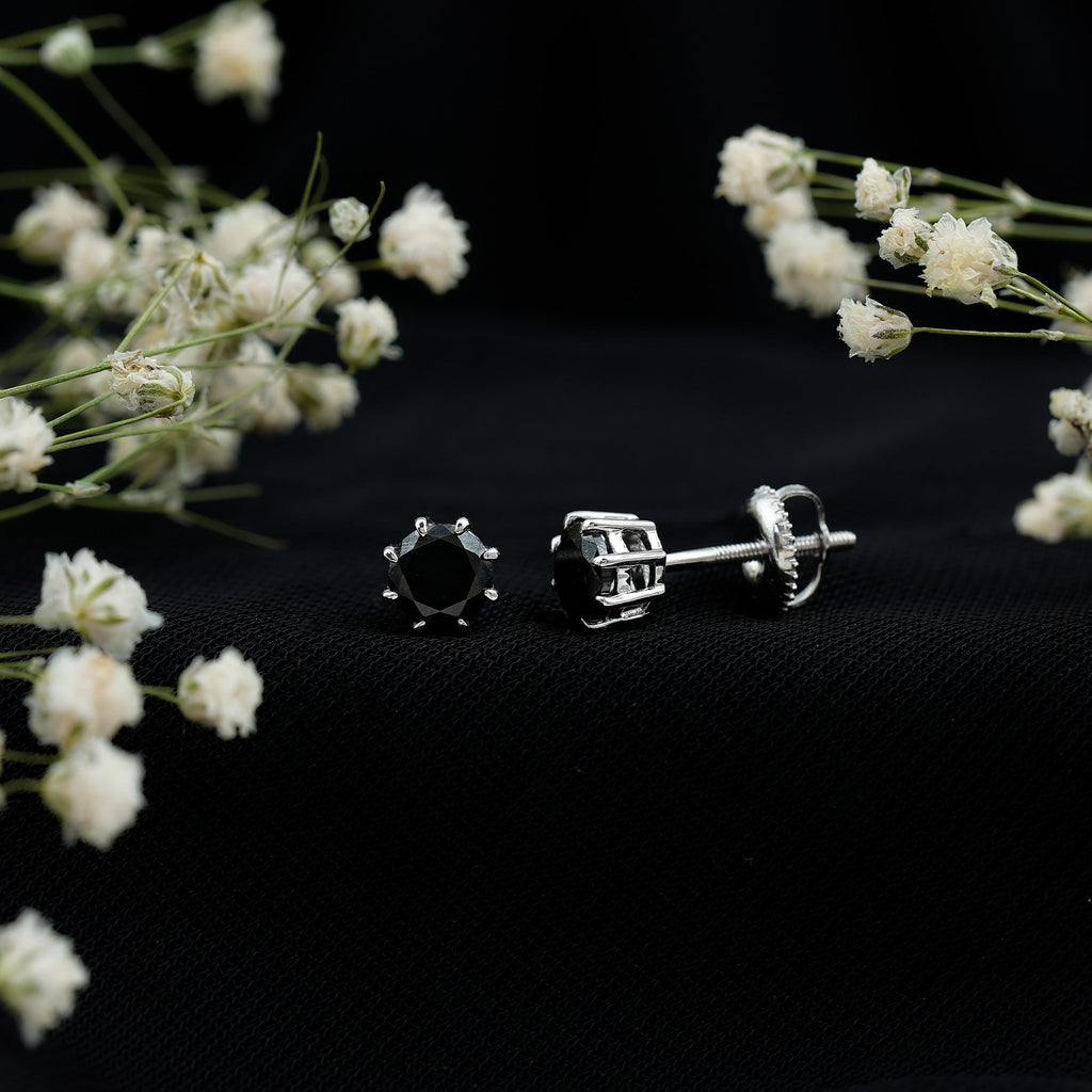 Solitaire 1.6 Carat Lab Created Black Diamond Stud Earrings