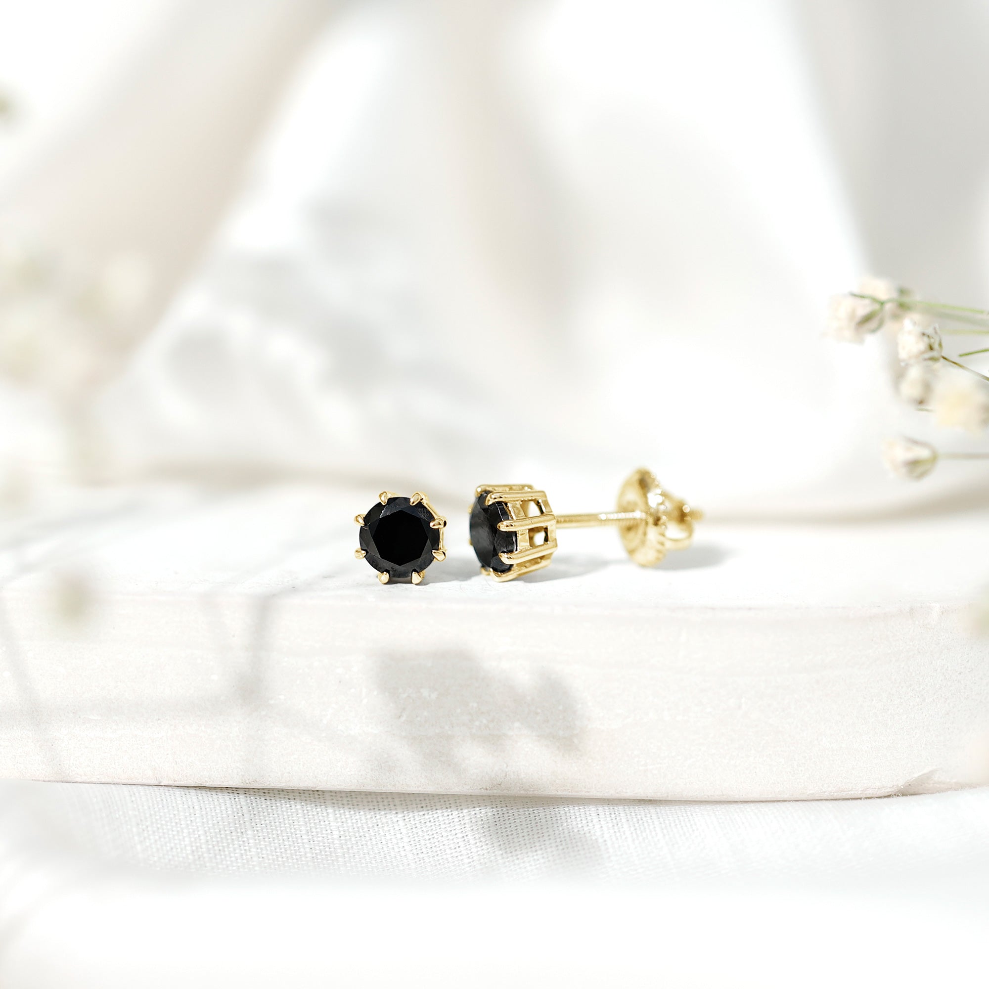 Solitaire 1.6 Carat Lab Created Black Diamond Stud Earrings