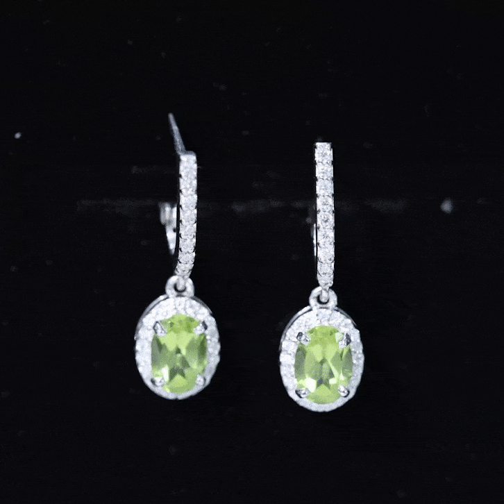 2.2 Carat Claw Set Peridot and Moissanite Drop Hoop Earrings