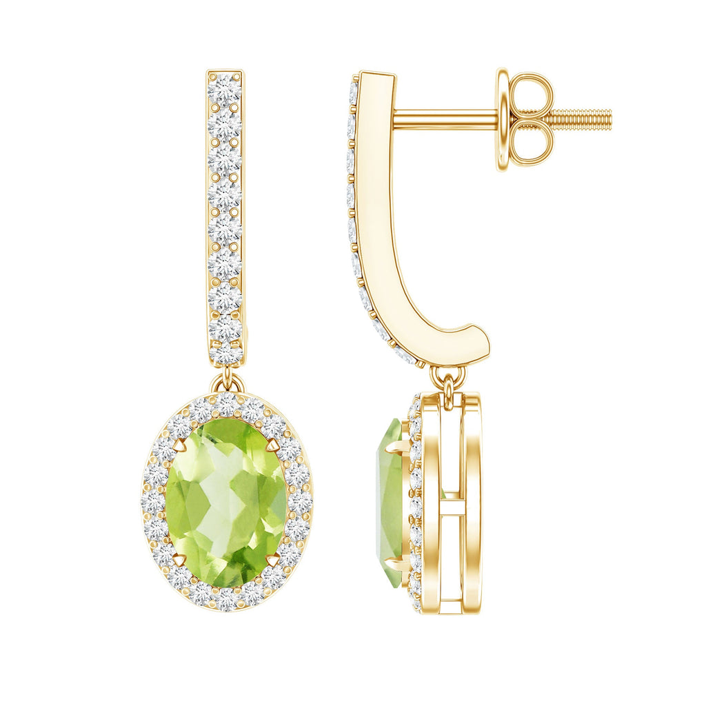 2.2 Carat Claw Set Peridot and Moissanite Drop Hoop Earrings