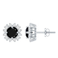 Natural Black Spinel Diamond Stud Earrings with Screw Back