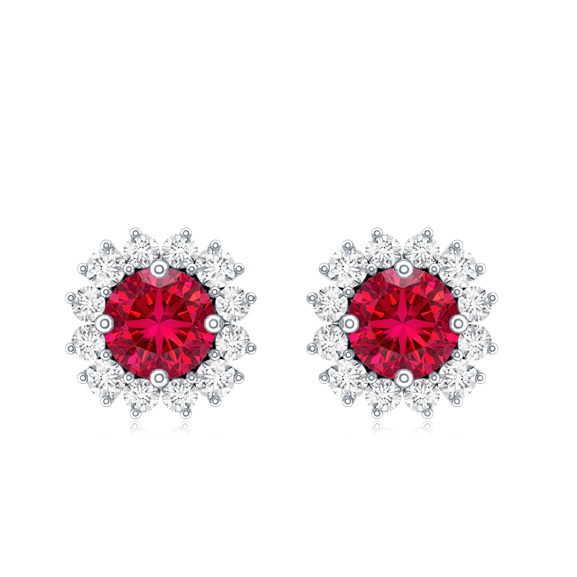 Lab Created Ruby and Diamond Everyday Stud Earrings for Women