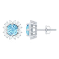 Certified Aquamarine and Diamond Halo Stud Earrings