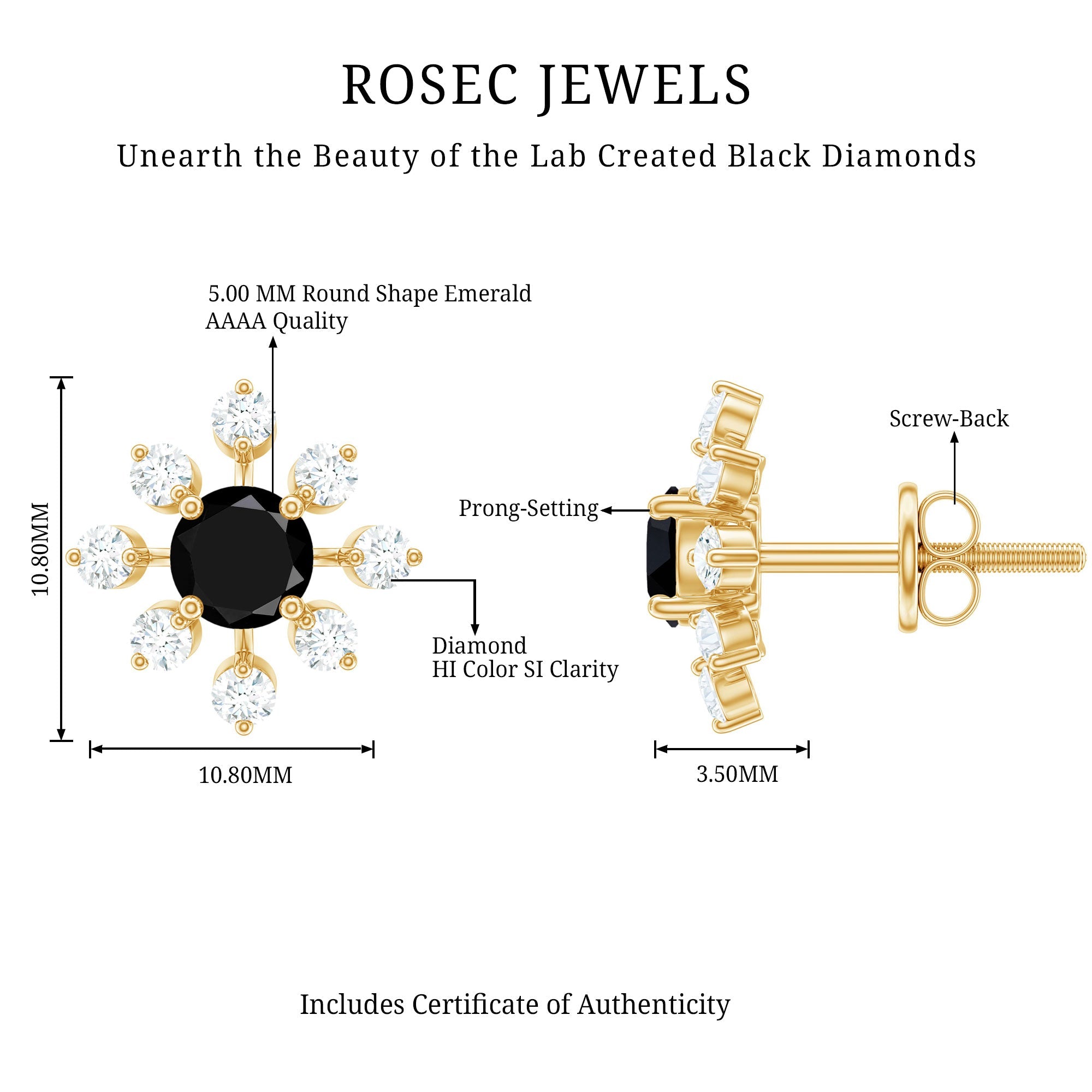Lab Created Black and White Diamond Flower Stud Earrings