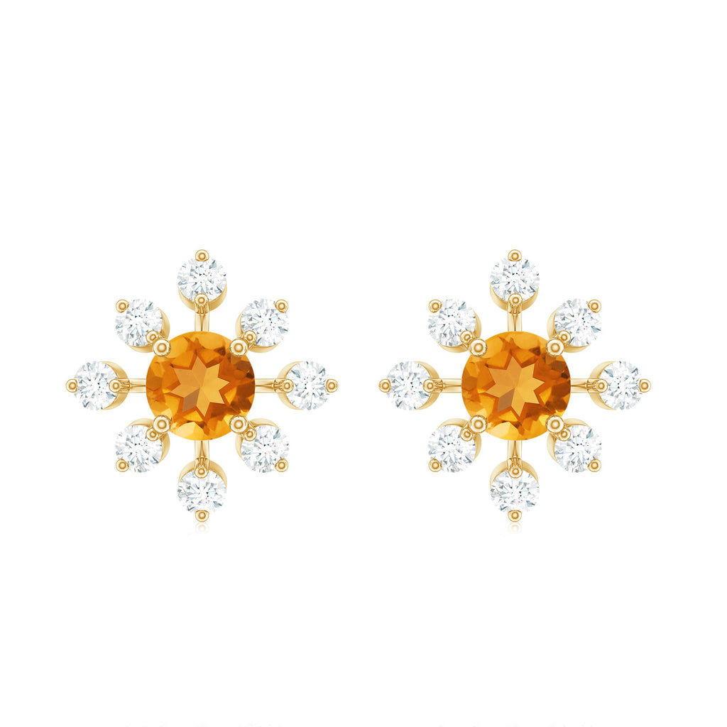 Certified Real Citrine Snowflake Earrings with Diamond